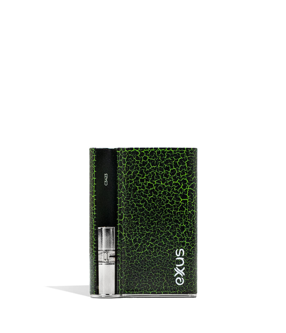Black Green Crackle Exxus Palm Pro Cartridge Vaporizer Front View on White Background
